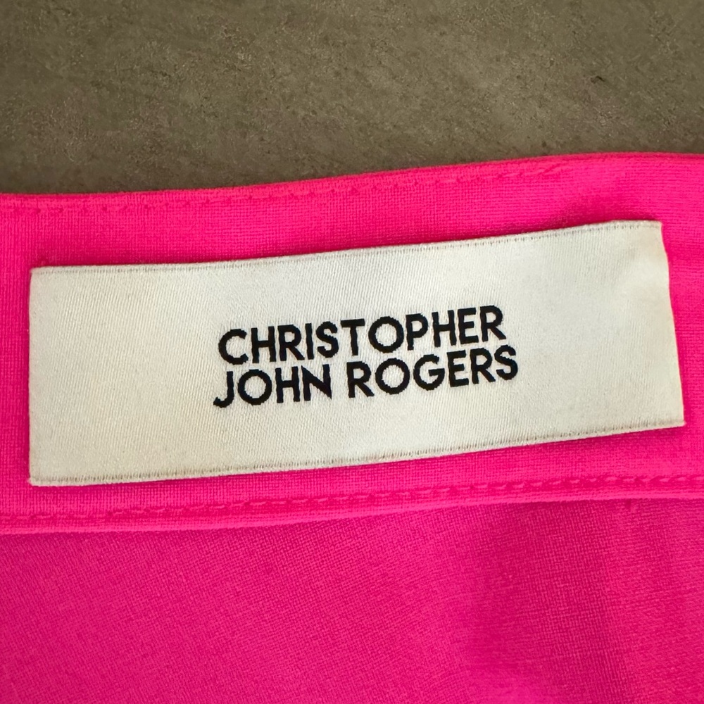 Christopher John Rogers Pleated Asymmetric Skirt Neon Pink Wool Blend - Picture 14 of 15